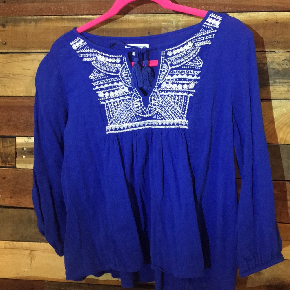 AE embroidered Blouse with tassels